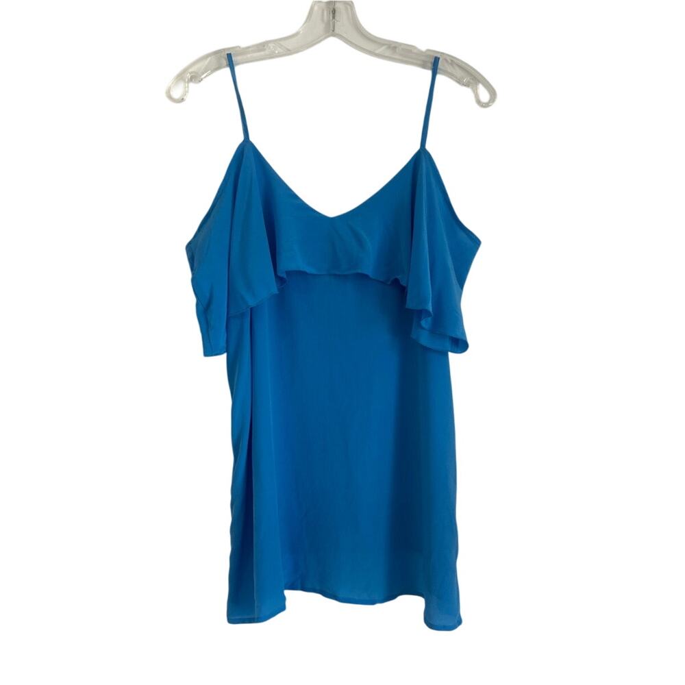 NWOT Chaser Spaghetti Strap Flutter Sleeve Off-Shoulder Top, Blue, Women's Med